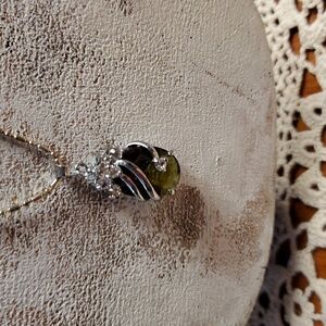 Necklace 18 inch Sterling silver 925 Chain with 18KGP CZ pendant 1.5 inch.